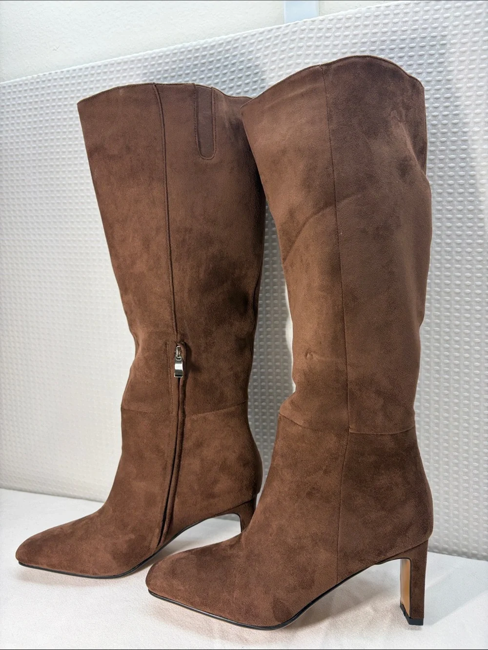 Brown Suede Over-the-Knee Boots with Block Heel